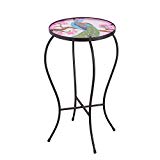 Joveco Hand Painted Style Multicolor Artscape Accent Glass Top Round Side Table Plant Stand - Peacock Joveco Hand Painted Style Multicolor Artscape Accent Glass Top Round Side Table Plant Stand - Peacock