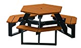 4′ Recycled Plastic Hex Table – Seats 6 People – Black Frame – Cedar Review