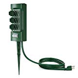 BESTTEN Newly Launched 3-Outlet Weatherpfoof Outdoor Yard Power Stake with Cover and ON/Off Switch, 6 Foot Waterproof Extension Cord, ETL Certified, Green
