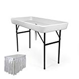 Cheap 4 Foot Cooler Ice Table Party Ice Folding Table with Matching Skirt – White