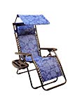 Bliss Hammocks Zero Gravity Chair with Canopy and Side Tray, Blue Flowers, 26″ Wide For Sale
