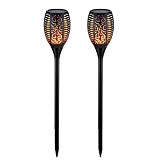 Solar Garden Lights,Waterproof Outside Lighting,Landscaping Garden Light,LED Dancing Flame Lights Set,Patio Porch Deck & Driveway Lights, Auto On/Off Security Torch Light-2 Pack