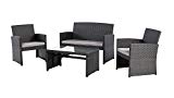 Grand patio Outdoor Furniture Sets, Wicker Conversation Set Glass Top Table (4-Piece Set) Review