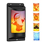 Halloween Flames Wall Light Solar Outdoor with 4pcs Replaceable Theme Pattern Warm and White Color Flickering Flame Lights Dark Sensor for Garden Driveway Pathway Stairs Fence