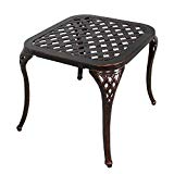 HOMEFUN Patio End Table, Outdoor Side Table Cast Aluminum Metal Furniture by (Antique Bronze) HOMEFUN Patio End Table, Outdoor Side Table Cast Aluminum Metal Furniture by (Antique Bronze)