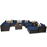 TK Classics BELLE-13a-NAVY Belle 13 Piece Outdoor Wicker Patio Furniture Set, Navy Review