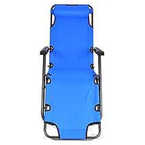 VINGLI Extendable Folding Lounge Chair Dual Purposes Recliner Chair Adjustable Headrest Pillow Blue VINGLI Extendable Folding Lounge Chair Dual Purposes Recliner Chair Adjustable Headrest Pillow Blue