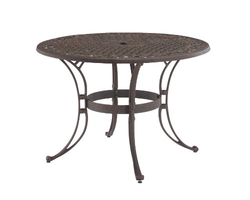 Home Style 5555-32 Biscayne Round Outdoor Dining Table, Rust Bronze Finish, 48-Inch