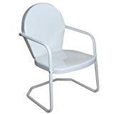 LB International 34″ White Retro Metal Outdoor Tulip Chair Review