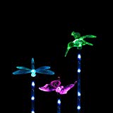 Solarmks Solar Outdoor-3 Pack Multi-Color Changing Decorative, White LED Stake Light Butterfly,Hummingbird,Dragonfly for Garden, Patio, Backyard