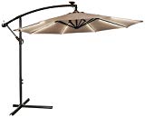 Cheap Trademark Innovations 9′ Deluxe Offset Patio Umbrella with Solar Strip Lighting (Tan)