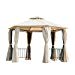 Outsunny 2 Tiered Outdoor Hexagon Garden Gazebo with Removable Curtains - Beige