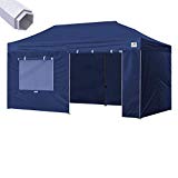 Cheap Eurmax New 10×20 Ft Premium Ez Pop up Instant Canopy Outdoor canopy Package deal Party Tent Wedding Gazebo Quick shelter Commercial grade +4 Sidewalls Bonus Roller bag (Navy Blue)