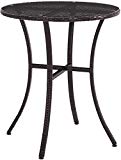Crosley Furniture Palm Harbor Outdoor Wicker Bistro Table with Glass Top – Brown For Sale