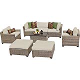 TK Classics Monterey 8 Piece Outdoor Wicker Patio Furniture Set 08a, Beige
