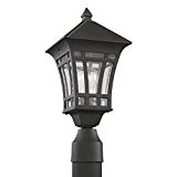 Cheap Sea Gull Lighting 82131-12 Herrington One-Light Outdoor Post Lantern with Clear Seeded Glass Panels, Black Finish