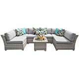 Cheap TK Classics FAIRMONT-07c-GREY 7 Piece Outdoor Wicker Patio Furniture Set, Grey