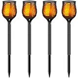 Solar Lights Outdoor Waterproof Flickering Flames Torch Light Solar Spotlights Landscape Decoration Lighting Dusk to Dawn Security Warm Night Lights for Patio Driveway Pathway Garden, 4 Pack