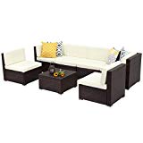 Wisteria Lane 7 PCS Patio Furniture Conversation Set,Outdoor Sectional Sofa Set All Weather Brown Wicker Furniture Set Review