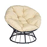 Dormitory Papasan Chair Swivel Patio Chair with Fluffy Cushion and Outdoor Waterproof Fabric,Indoor/Outdoor Lounge Moon Chair Balcony Seats for Home, 35inch, Khaki Cushion (Khaki) Review