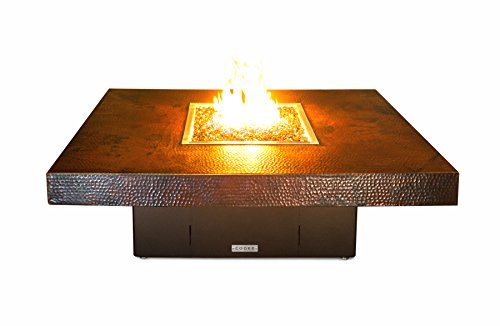 COOKE Hammered Copper Santa Barbara Rectangular Fire Pit Table - 48 x 36 x 18 - Propane - Black