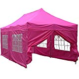 DELTA Canopies 10’x20′ Ez Pop up Canopy Party Tent Instant Gazebos 100% Waterproof Top with 6 Removable Sides Pink – E Model