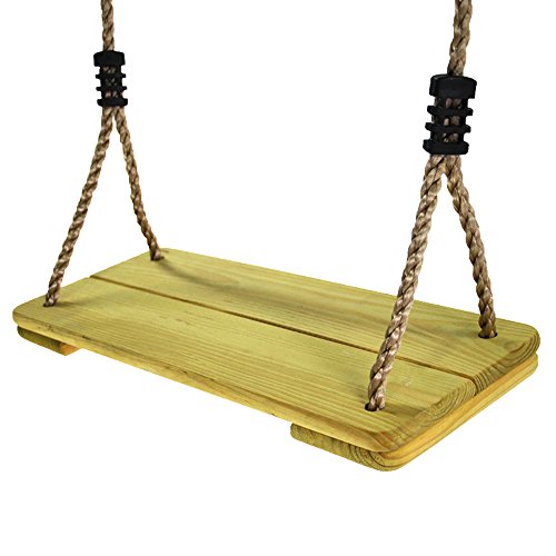 HappyPie Nostalgic Children to Adult Wooden Hanging Swings Seat with 78'' Height Adjustable Pp Rope Per Side (2pc Pinewood)