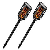 Apexflux in-Ground Solar Flame Torches Light,Halloween Decorative,102 Flickering LED Warm Light Solar Energy Rechargeable Waterproof and Dust-Proof for Garden, Beach Party, Yard Landscape (2 Pack)