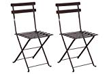 Mobel Designhaus French Café Bistro Folding Side Chair, Jet Black Frame, Steel Metal Slats (Pack of 2) For Sale