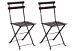 Mobel Designhaus French Café Bistro Folding Side Chair, Jet Black Frame, Steel Metal Slats (Pack of 2)