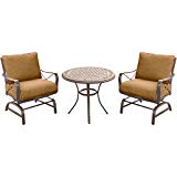 Hanover SUMRNGTDN3PCCSTAL Summer Nights Chat Set with 2 Cushioned Rockers and A 32″ Cast-Top Table (3 Piece) (Pack of 3), Tan Review