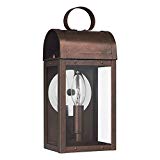 Sea Gull Lighting 8514801-44 Conroe One-Light Outdoor Wall Lantern with Clear Glass Panels, Weathered Copper Finish For Sale
