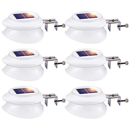 Cheap Solar Gutter Lights, DS Lighting Outdoor 9 LED Fence Light Waterproof Security Lamps for Eaves Garden Landscape Pathway (Cool White, 6 Pack)