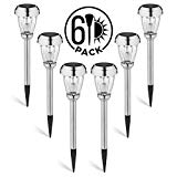 Set of 6 Solar Path Lights, Low Voltage, Wireless LED Solar Pathway Lights for Lawns, Gardens, Yards, Patios, More; Stainless Steel Pathway Lights to Brighten & Enhance The Look of Any Outdoor Space