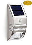 CDQ 2 Pack White Light Wireless Solar Outdoor Wall Light LED with PIR Motion Sensor- Stainless Steel Case Waterproof Super Bright Security Light for Garden Pathway Outdoor Fence Wall (Sliver) Review