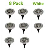 8 Pack Solar Ground Lights for Outdoor Garden, White 8 LED Pathway Lighting Solar Powered for Lawn/Pathway/Yard/Driveway/Patio/Walkway/Pool Area For Sale