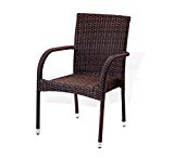 Cheap Patio Resin Outdoor Wicker Arm Chair Garden Sunroom Deck Balcony Furniture. Dark Brown Color