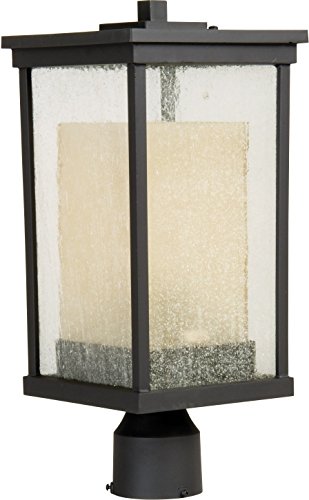 Craftmade Z3725-92 Post Mount Light with Clear Seeded Outer and Frosted Amber Inner Glass Shades, Bronze Finish