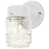 Cheap Jelly Jar Outdoor Wall Light with Clear Glass in White Finish