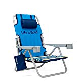 Cheap Life is Good Beach Chair with Cooler, Backpack Straps, Storage Pouch and Cup Holder (Jake Blue)