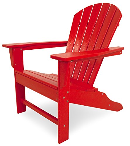 POLYWOOD Outdoor Furniture South Beach Adirondack Chair, Sunset Red-Recycled Plastic Materials