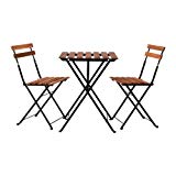 Cheap Ikea Outdoor Foldable Bistro Table and 2 chairs, Black acacia, Gray-Brown Stained Steel