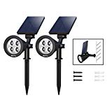 Cheap WeePro Led Landscape Spotlight Outdoor Garden Solar Light, Waterproof Sun Energy Rechargeable Lighting, Auto On / Off Wall Light for Yard, Path, Driveway, Flag, Hurricane Outage Emergency Use, 2 Pack