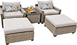 TK Classics MONTEREY-05a 5 Piece Monterey-05A Outdoor Wicker Patio Furniture Set, Beige