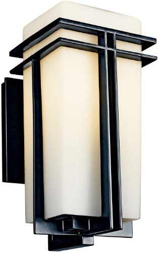 Kichler 49201BKFL, Tremillo Aluminum Outdoor Wall Sconce Light, 13 Watts Fluorescent, Black