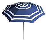 Cheap VMI 9′ Wide Striped Aluminum Adjustable Umbrella with Crank, Navy Blue and White