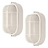 2 Pack Weatherproof Bulkhead Oval Flushmount Exterior Light for Wet Locations, White