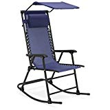 Cheap Best Choice Products Foldable Zero Gravity Rocking Patio Chair with Sunshade Canopy – Navy Blue