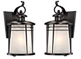 Cheap Westinghouse 6674200 Senecaville One-Light Exterior Wall Lantern, Weathered Bronze Finish on Steel with White Alabaster Glass – 2 Pack