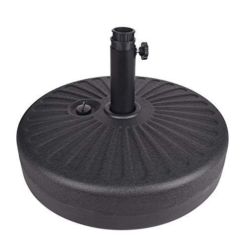 Cheap Elecwish Outdoor Coated Cast Iron Umbrella Stand, 20 Inch Round Patio Umbrella Base, Eco-Friendly HDPE,46 lbsWater Capacity or 60 lbs Weighted (Bronze Brown)